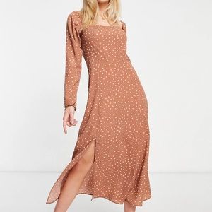 ASOS Square Neck Midi Skater Dress in Spot